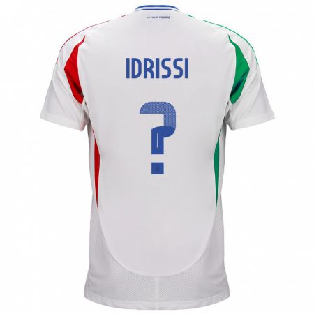 Kandiny Gyermek Olaszország Riyad Idrissi #0 Fehér Idegenbeli Jersey 24-26 Mez Póló Ing