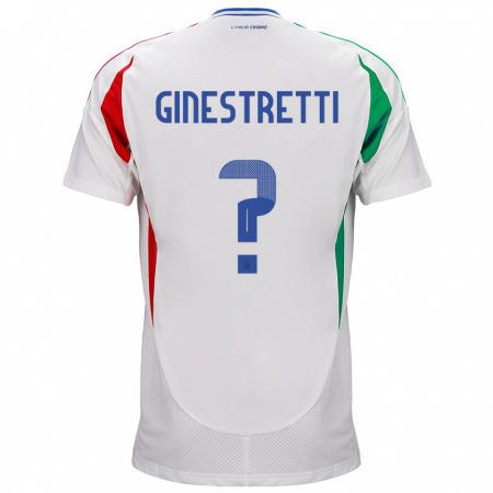 Kandiny Gyermek Olaszország Davide Ginestretti #0 Fehér Idegenbeli Jersey 24-26 Mez Póló Ing