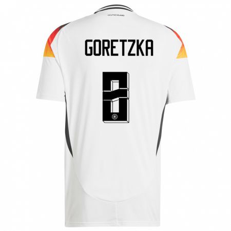 Kandiny Férfi Németország Leon Goretzka #8 Fehér Hazai Jersey 24-26 Mez Póló Ing