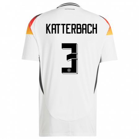 Kandiny Férfi Németország Noah Katterbach #3 Fehér Hazai Jersey 24-26 Mez Póló Ing