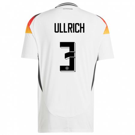Kandiny Férfi Németország Lukas Ullrich #3 Fehér Hazai Jersey 24-26 Mez Póló Ing