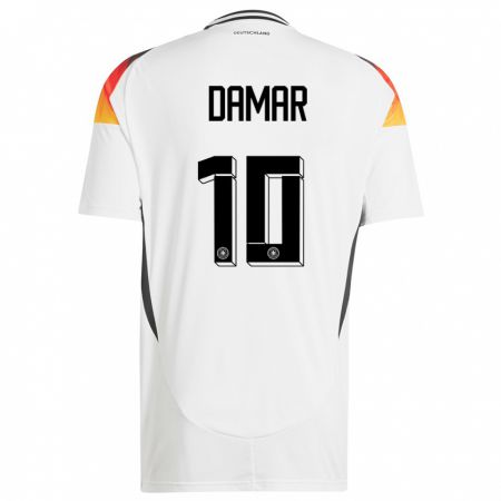 Kandiny Férfi Németország Muhammed Damar #10 Fehér Hazai Jersey 24-26 Mez Póló Ing
