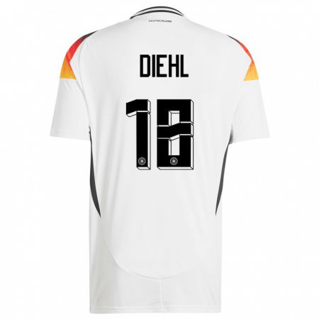 Kandiny Férfi Németország Justin Diehl #18 Fehér Hazai Jersey 24-26 Mez Póló Ing