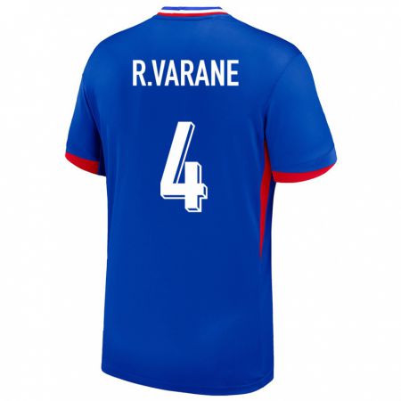 Kandiny Férfi Franciaország Raphael Varane #4 Kék Hazai Jersey 24-26 Mez Póló Ing