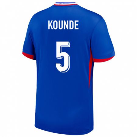 Kandiny Férfi Franciaország Jules Kounde #5 Kék Hazai Jersey 24-26 Mez Póló Ing