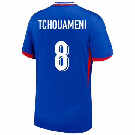 Kandiny Férfi Franciaország Aurelien Tchouameni #8 Kék Hazai Jersey 24-26 Mez Póló Ing
