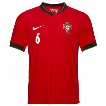 Kandiny Férfi Portugália Suzane Pires #6 Piros Hazai Jersey 24-26 Mez Póló Ing