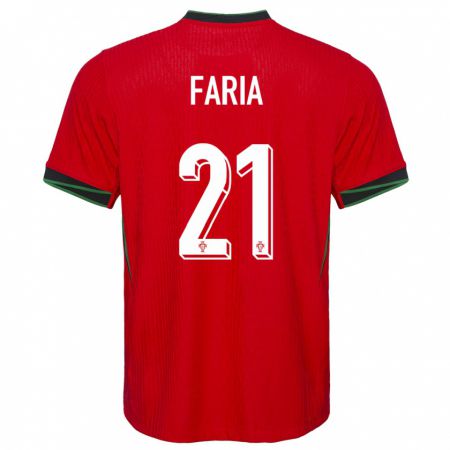Kandiny Férfi Portugália Andreia Faria #21 Piros Hazai Jersey 24-26 Mez Póló Ing