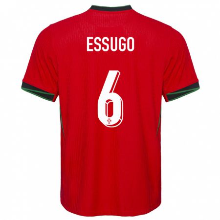 Kandiny Férfi Portugália Dario Essugo #6 Piros Hazai Jersey 24-26 Mez Póló Ing