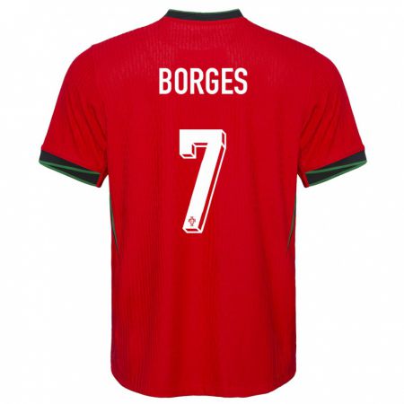 Kandiny Férfi Portugália Carlos Borges #7 Piros Hazai Jersey 24-26 Mez Póló Ing