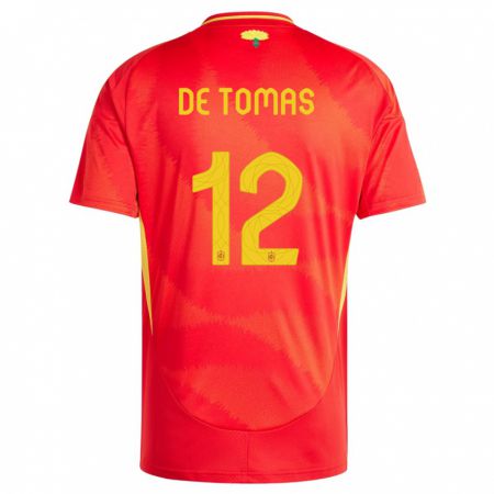 Kandiny Férfi Spanyolország Raul De Tomas #12 Piros Hazai Jersey 24-26 Mez Póló Ing
