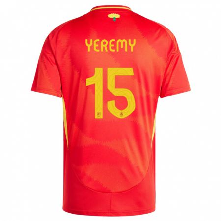 Kandiny Férfi Spanyolország Yeremy Pino #15 Piros Hazai Jersey 24-26 Mez Póló Ing