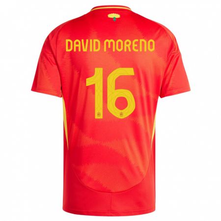 Kandiny Férfi Spanyolország Antonio David Moreno #16 Piros Hazai Jersey 24-26 Mez Póló Ing