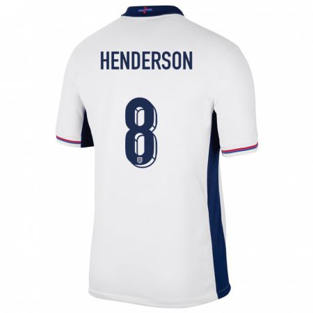 Kandiny Férfi Anglia Jordan Henderson #8 Fehér Hazai Jersey 24-26 Mez Póló Ing