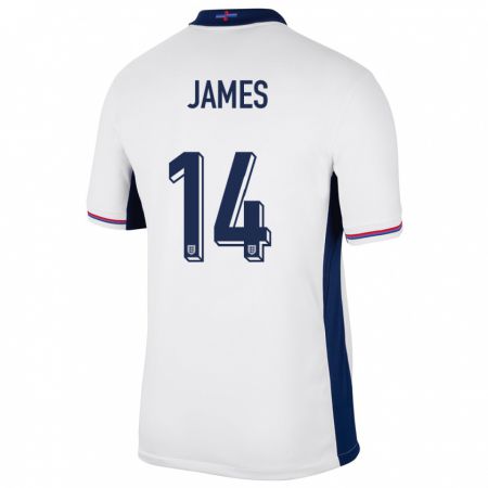 Kandiny Férfi Anglia Reece James #14 Fehér Hazai Jersey 24-26 Mez Póló Ing