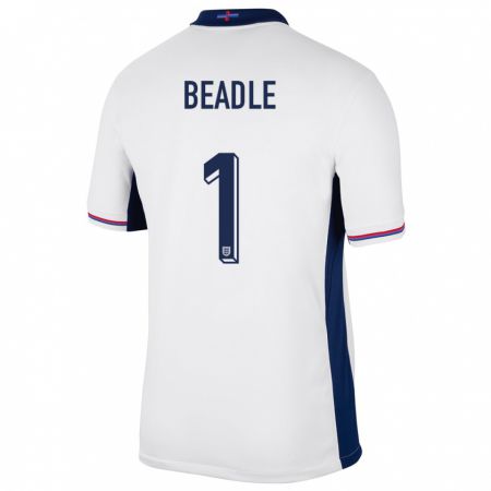 Kandiny Férfi Anglia James Beadle #1 Fehér Hazai Jersey 24-26 Mez Póló Ing