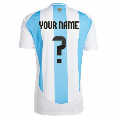 Kandiny Férfi Argentína Az Ön Neve #0 Fehér Kék Hazai Jersey 24-26 Mez Póló Ing