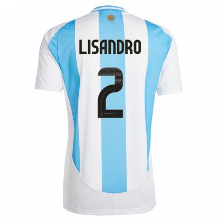 Kandiny Férfi Argentína Lisandro Martinez #2 Fehér Kék Hazai Jersey 24-26 Mez Póló Ing