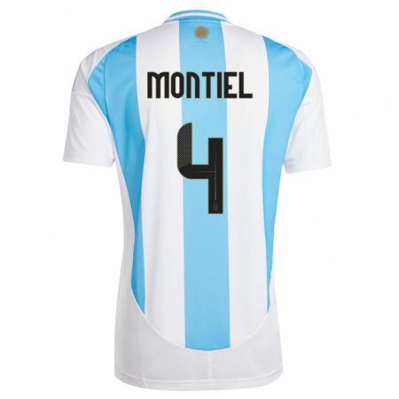 Kandiny Férfi Argentína Gonzalo Montiel #4 Fehér Kék Hazai Jersey 24-26 Mez Póló Ing