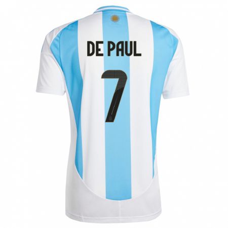 Kandiny Férfi Argentína Rodrigo De Paul #7 Fehér Kék Hazai Jersey 24-26 Mez Póló Ing