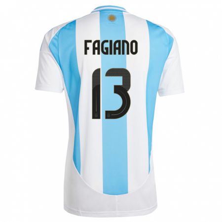 Kandiny Férfi Argentína Paloma Fagiano #13 Fehér Kék Hazai Jersey 24-26 Mez Póló Ing