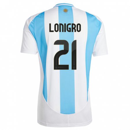 Kandiny Férfi Argentína Erica Lonigro #21 Fehér Kék Hazai Jersey 24-26 Mez Póló Ing