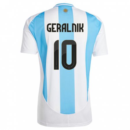 Kandiny Férfi Argentína Tiago Geralnik #10 Fehér Kék Hazai Jersey 24-26 Mez Póló Ing