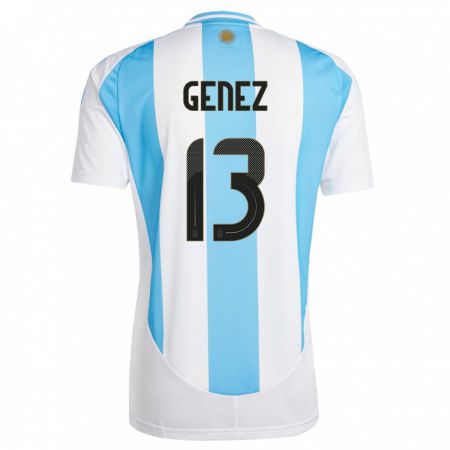 Kandiny Férfi Argentína Nahuel Genez #13 Fehér Kék Hazai Jersey 24-26 Mez Póló Ing