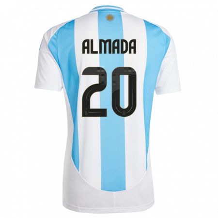 Kandiny Férfi Argentína Thiago Almada #20 Fehér Kék Hazai Jersey 24-26 Mez Póló Ing