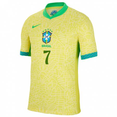 Kandiny Férfi Brazília Joao Cruz #7 Sárga Hazai Jersey 24-26 Mez Póló Ing