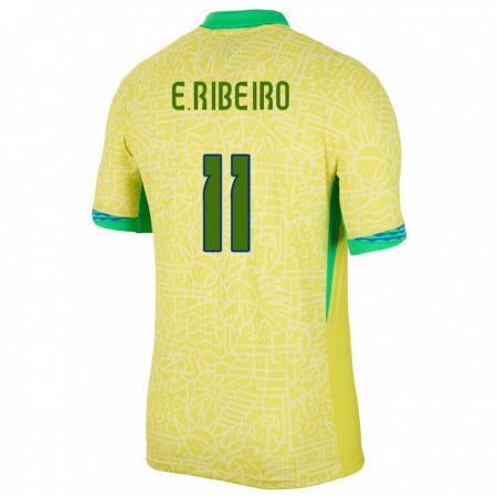 Kandiny Férfi Brazília Everton Ribeiro #11 Sárga Hazai Jersey 24-26 Mez Póló Ing