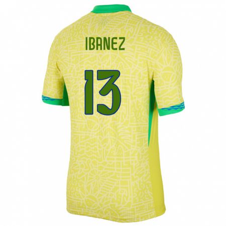 Kandiny Férfi Brazília Roger Ibanez #13 Sárga Hazai Jersey 24-26 Mez Póló Ing