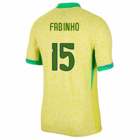Kandiny Férfi Brazília Fabinho #15 Sárga Hazai Jersey 24-26 Mez Póló Ing