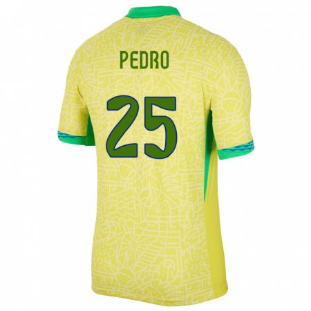 Kandiny Férfi Brazília Pedro #25 Sárga Hazai Jersey 24-26 Mez Póló Ing