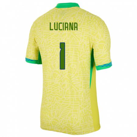 Kandiny Férfi Brazília Luciana #1 Sárga Hazai Jersey 24-26 Mez Póló Ing