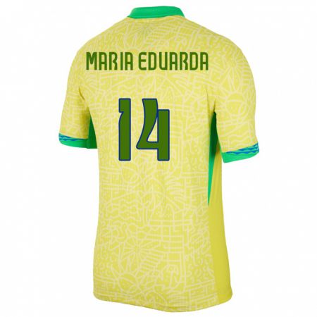 Kandiny Férfi Brazília Maria Eduarda #14 Sárga Hazai Jersey 24-26 Mez Póló Ing