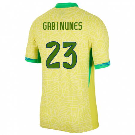 Kandiny Férfi Brazília Gabi Nunes #23 Sárga Hazai Jersey 24-26 Mez Póló Ing