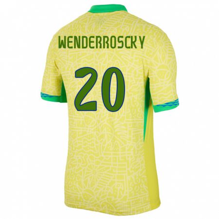 Kandiny Férfi Brazília Arthur Wenderroscky #20 Sárga Hazai Jersey 24-26 Mez Póló Ing