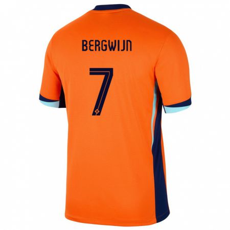 Kandiny Férfi Hollandia Steven Bergwijn #7 Narancs Hazai Jersey 24-26 Mez Póló Ing