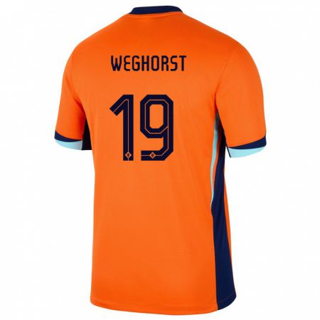 Kandiny Férfi Hollandia Wout Weghorst #19 Narancs Hazai Jersey 24-26 Mez Póló Ing