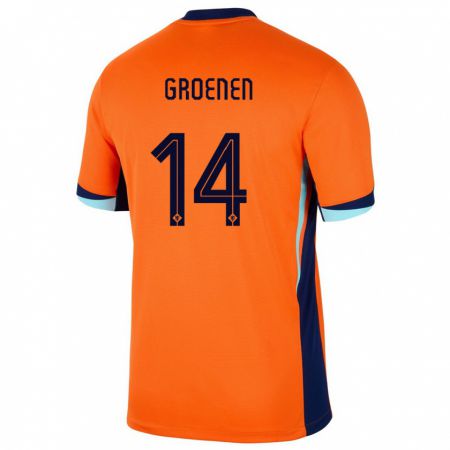 Kandiny Férfi Hollandia Jackie Groenen #14 Narancs Hazai Jersey 24-26 Mez Póló Ing