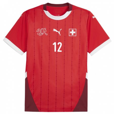 Kandiny Férfi Svájc Gianni De Nitti #12 Piros Hazai Jersey 24-26 Mez Póló Ing