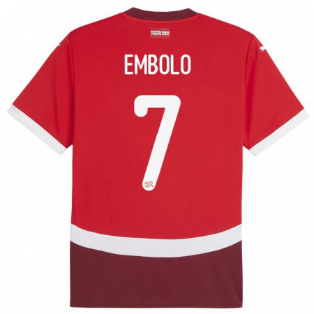 Kandiny Férfi Svájc Breel Embolo #7 Piros Hazai Jersey 24-26 Mez Póló Ing