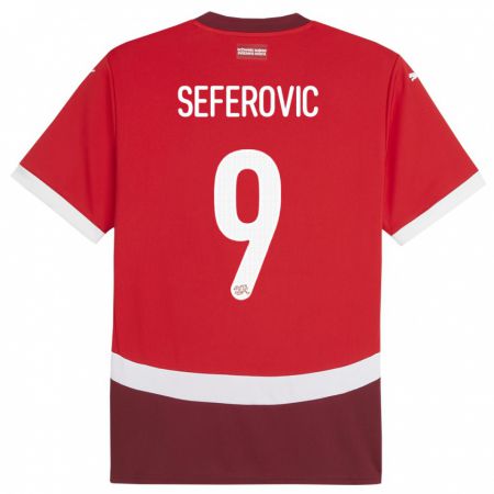 Kandiny Férfi Svájc Haris Seferovic #9 Piros Hazai Jersey 24-26 Mez Póló Ing