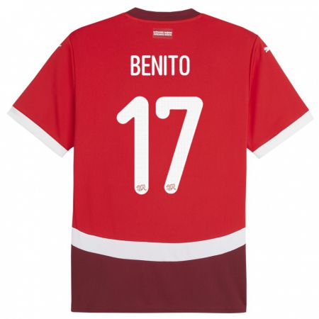 Kandiny Férfi Svájc Loris Benito #17 Piros Hazai Jersey 24-26 Mez Póló Ing