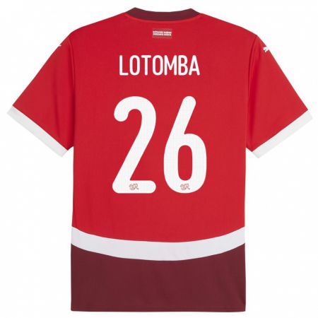 Kandiny Férfi Svájc Jordan Lotomba #26 Piros Hazai Jersey 24-26 Mez Póló Ing