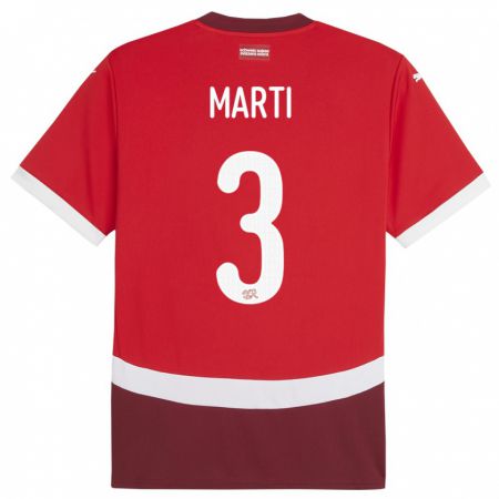 Kandiny Férfi Svájc Lara Marti #3 Piros Hazai Jersey 24-26 Mez Póló Ing