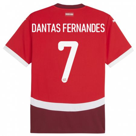 Kandiny Férfi Svájc Ronaldo Dantas Fernandes #7 Piros Hazai Jersey 24-26 Mez Póló Ing