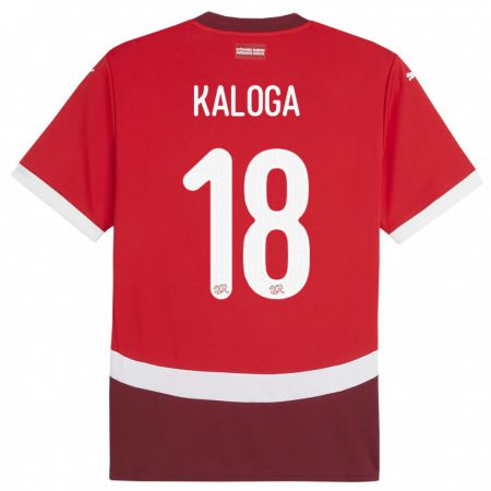 Kandiny Férfi Svájc Issa Kaloga #18 Piros Hazai Jersey 24-26 Mez Póló Ing