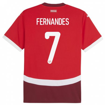 Kandiny Férfi Svájc Ruben Fernandes #7 Piros Hazai Jersey 24-26 Mez Póló Ing